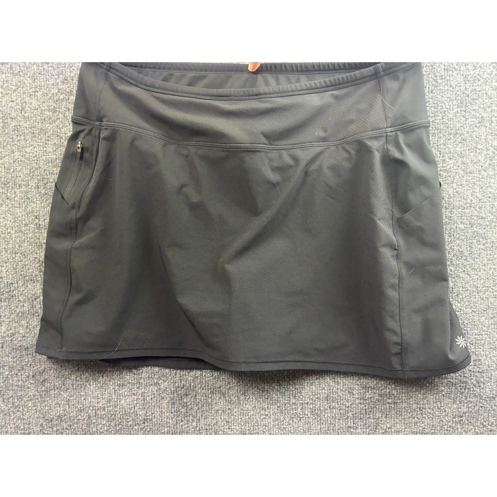 Athleta Action Skort Women Large Black Dobby 14.5 Active Tennis Golf Skirt